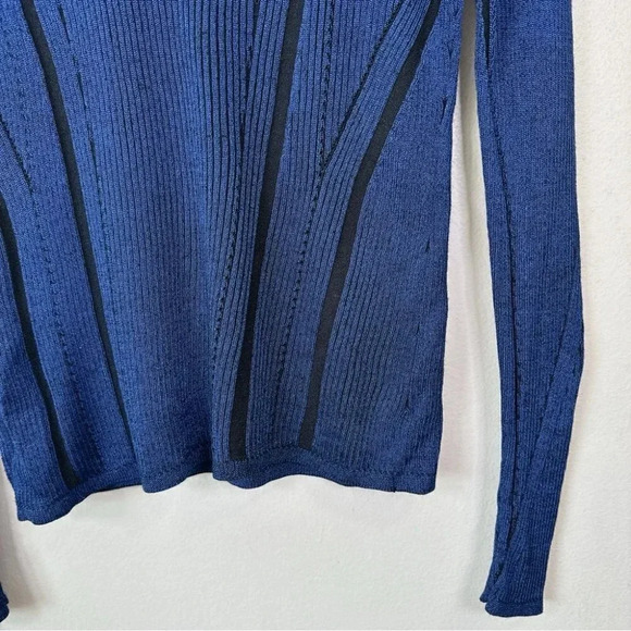 Diane Von Furstenberg Navy and Black Crew Neck Sweater - Picture 9 of 16
